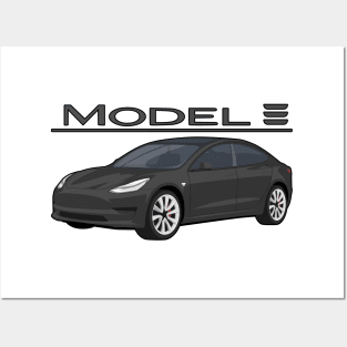 The Model 3 Car electric vehicle black Posters and Art